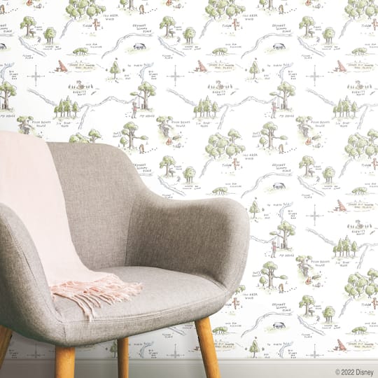 RoomMates Winnie The Pooh 100 Acre Wood Map Peel & Stick Wallpaper